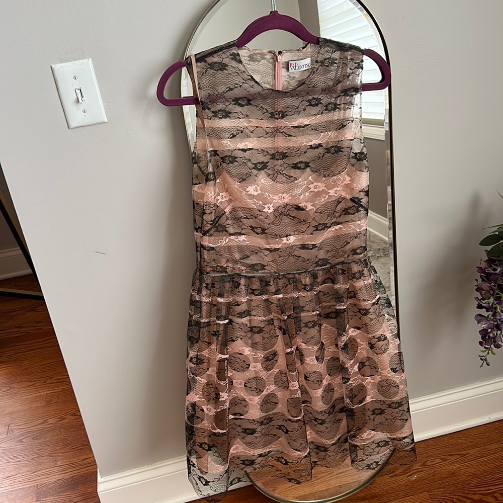 Red Valentino lace dress with slip liner